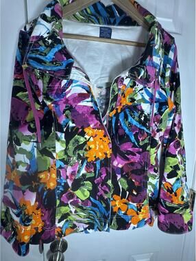 Floral Print Zip Front Jacket